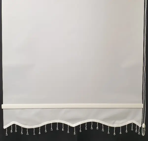 Brillant Kristal Boncuklu Stor Perde- Beyaz-krem-ekru