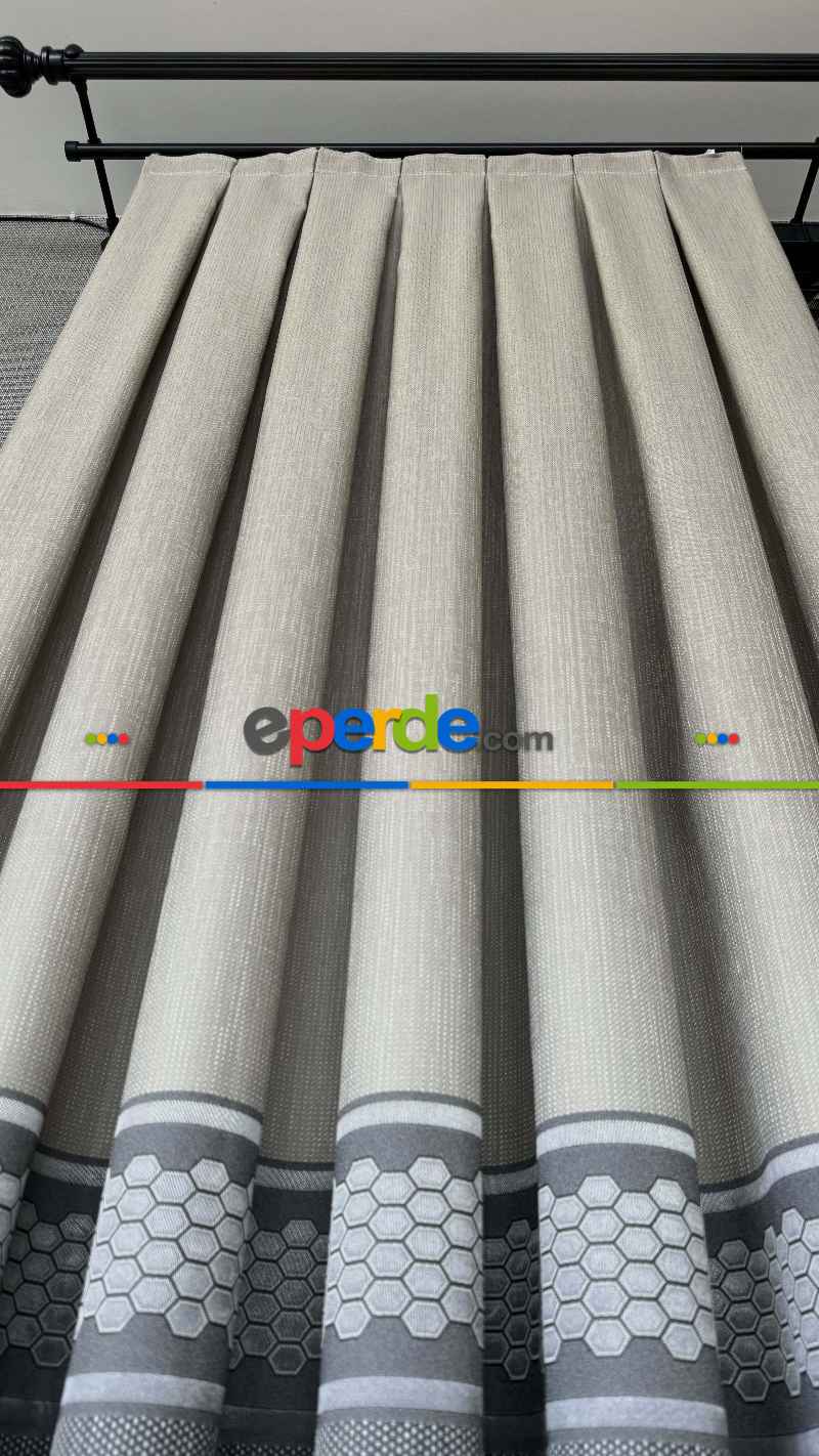 Bej Gri Jakar Dokuma Pano Fon Perde