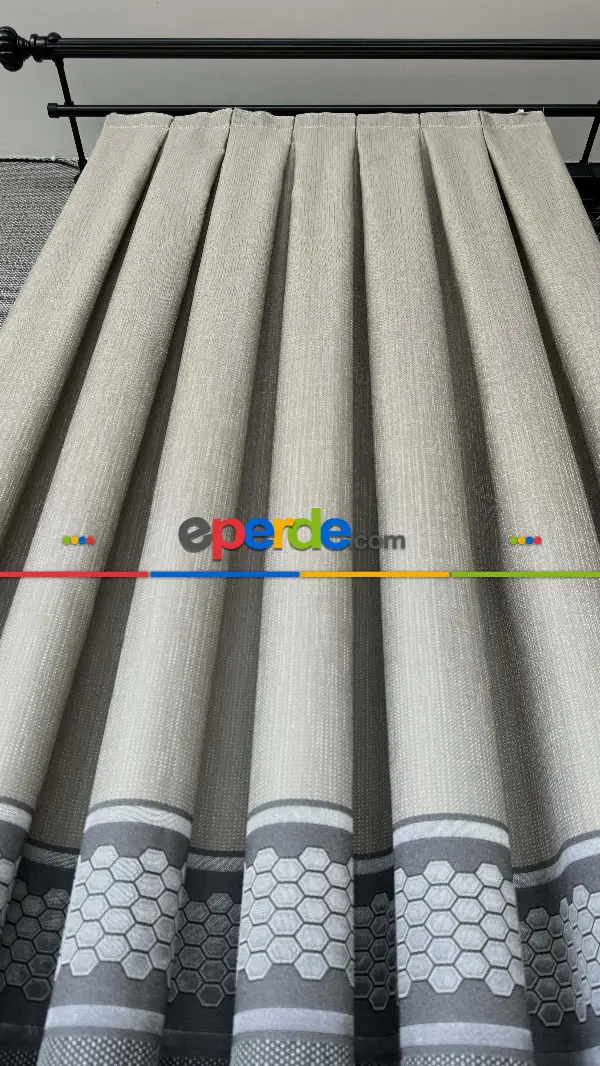 Bej Gri Jakar Dokuma Pano Fon Perde