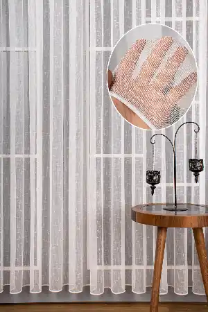 Yatak Odası - Keten Düz Tül Perde Ekru Renk Kırık Beyaz- Ekru