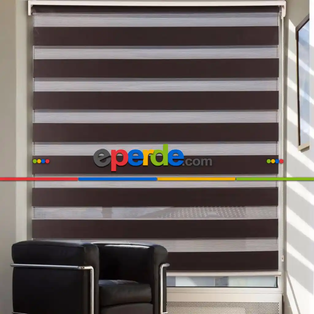 Kahverengi Düz Zebra Perde 70x200cm- Kahverengi