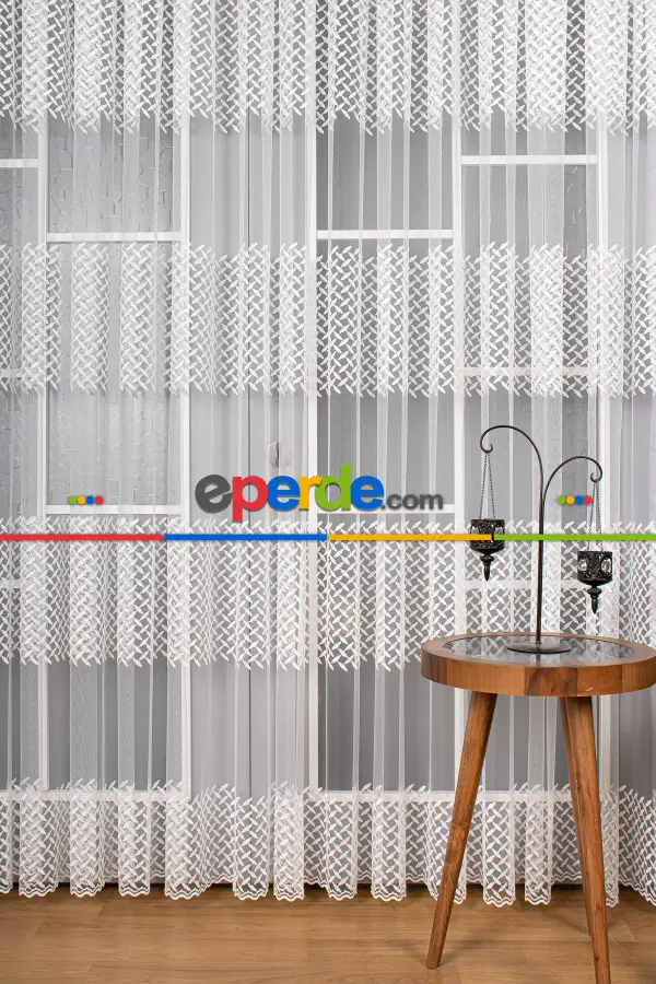 Kampanyalı Brode Tül Perde - Ekru