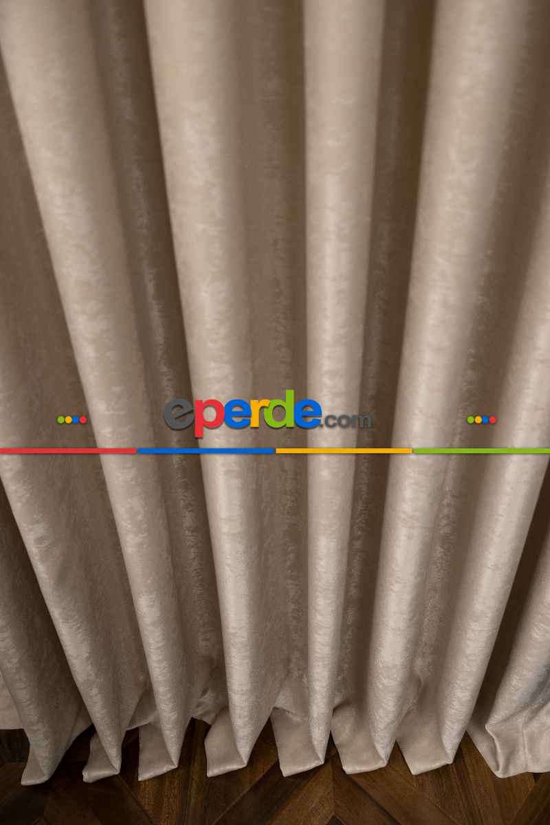 Oturma Odası Soft Fon Perde Bej Dökümlü En - Bej