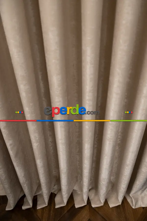 Oturma Odası Soft Fon Perde Bej Dökümlü En - Bej