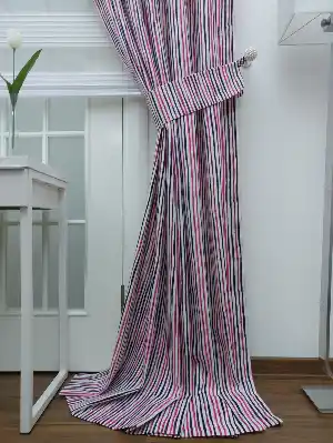 Pembe Mor Çizgili Fon Perde ( Leke Tutmaz )- Pembe-Mor