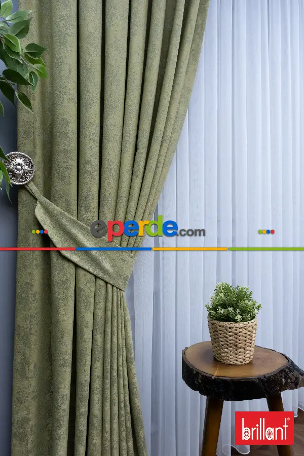 Brillant Mat Jakar Desen Fon Perde ( Dökümlü Fon )- Yeşil