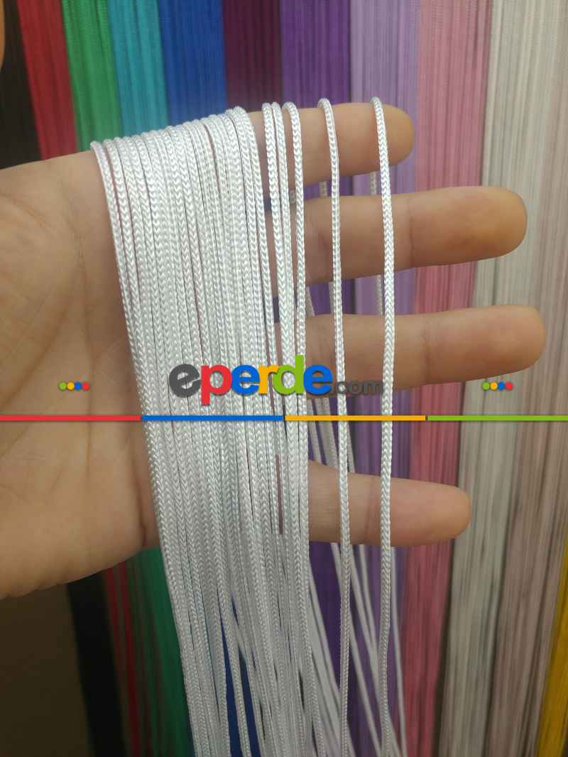 Kalın Zincir Serisi İp Perde (beyaz, Krem, Gri, Kırmızı, Bordo, Siyah, Mavi, Pembe, Sarı)- Beyaz