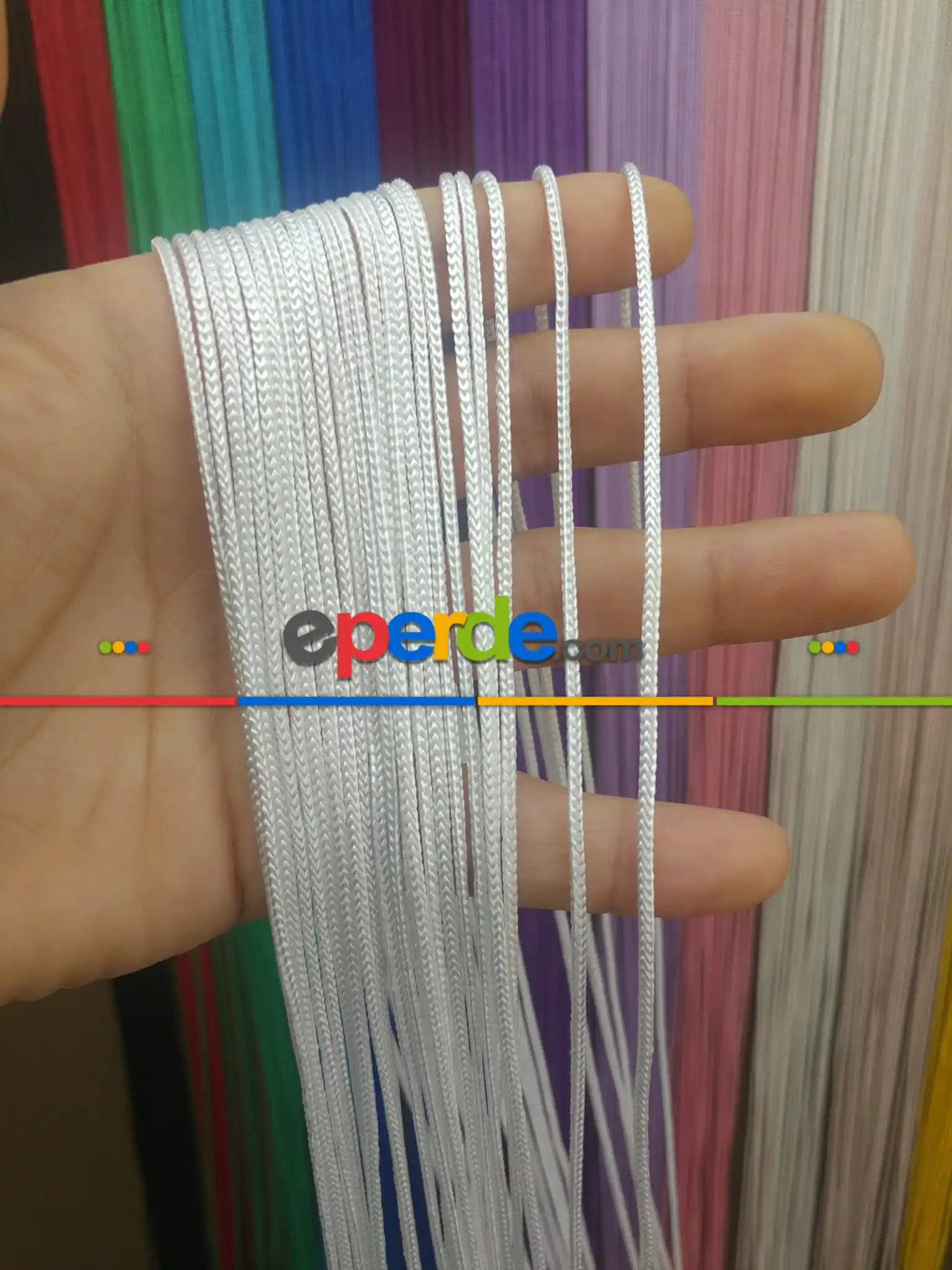 Kalın Zincir Serisi İp Perde (beyaz, Krem, Gri, Kırmızı, Bordo, Siyah, Mavi, Pembe, Sarı)- Beyaz