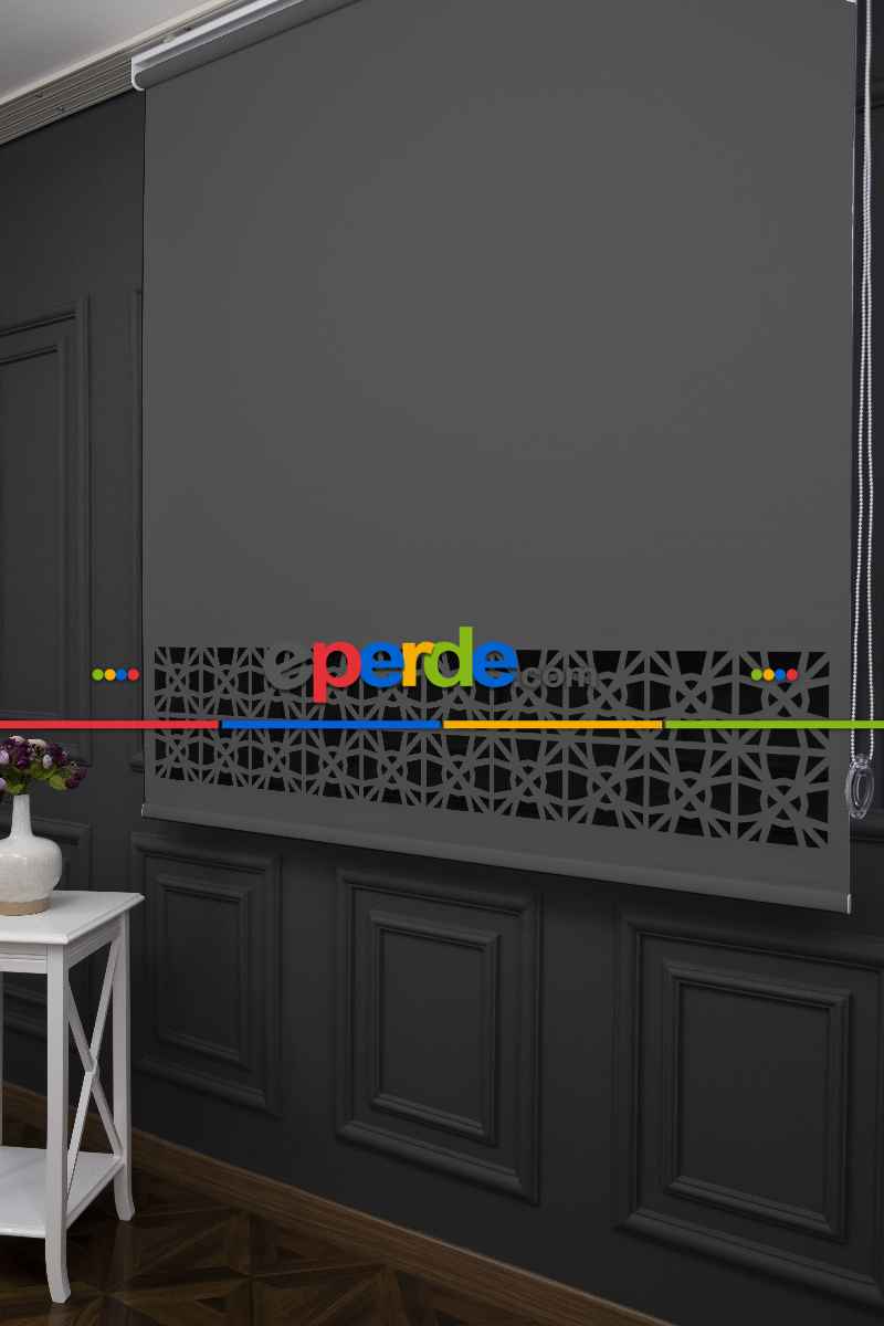 Koyu Gri Renk Lazer Kesim Mat Stor Perde (ister Düz - İster Lazer Kesimli Satın Alın)