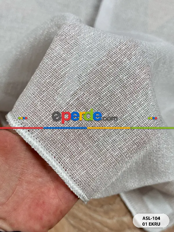 Oturma Odası - Sedefli Doğal Dokulu Düz Tül Perde, Ağır Gramajlı Özel Dokuma Premium Seri