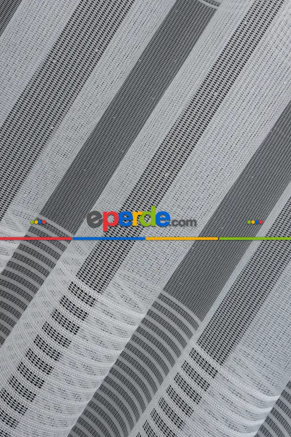 2022 Model Ekru Çizgi Desenli Örme 1.sınıf Kalite Tül Perde