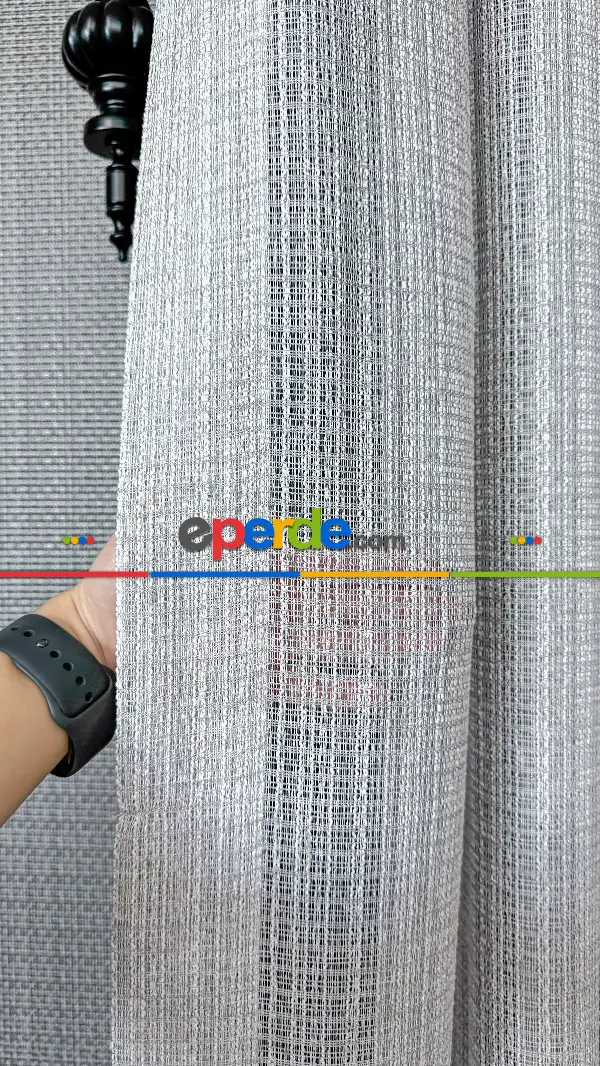 Mutfak Açık Gri Özel Dokuma, Özel İplik Keten Düz Tül Perde - Ağır Gramajlı Premium