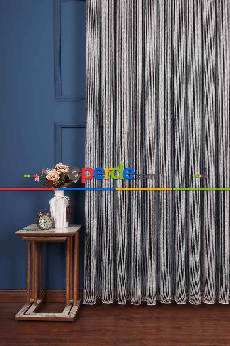 Salon Tül - Luka Gri-antrasit Düz Tül Perde Ütü İstemez