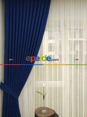 Parlement - Düz Fon Perde ( Dökümlü Fon Perde)- Saks Mavi