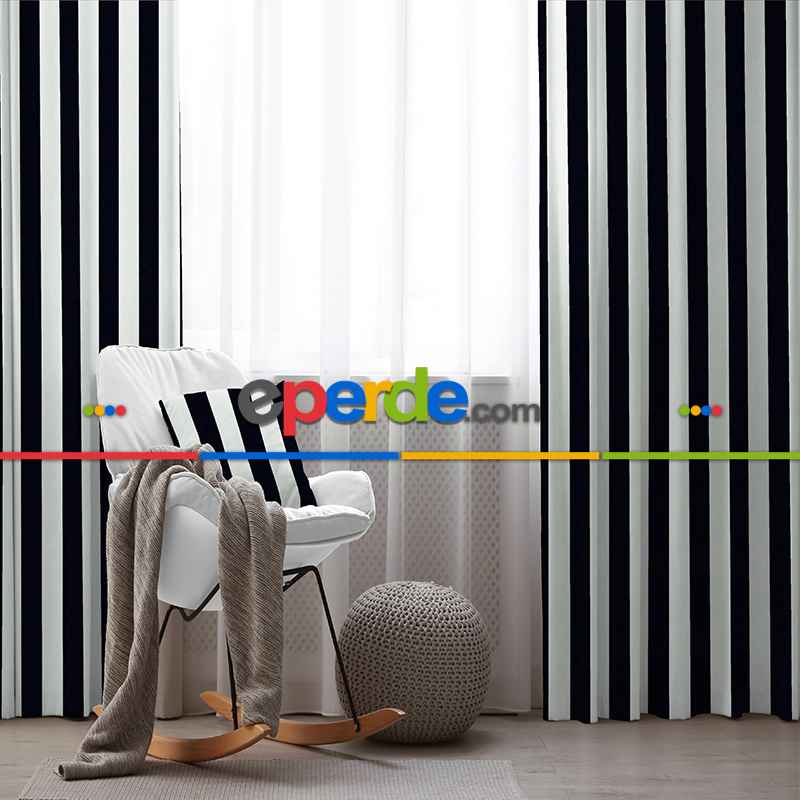Çizgili Fon Perde Evim1622-5 Kumaşı Kalındır Duck Bezi Değildir