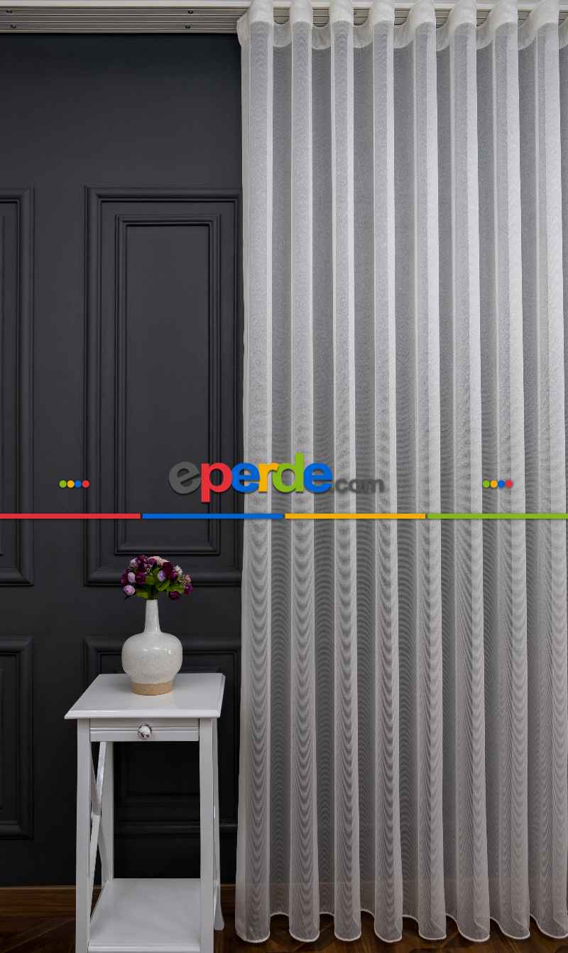 Gri Renk Monaliza Dökümlü Ütü İstemeyen Tül - İtinalı Dikiş Garantisi - Kurşunlu Tül - S Pile