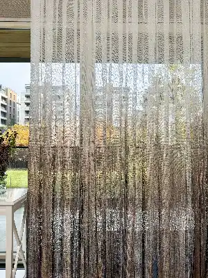 Kahverengi Degrade Geçişli Tül Perde, Fransız Örme Tül