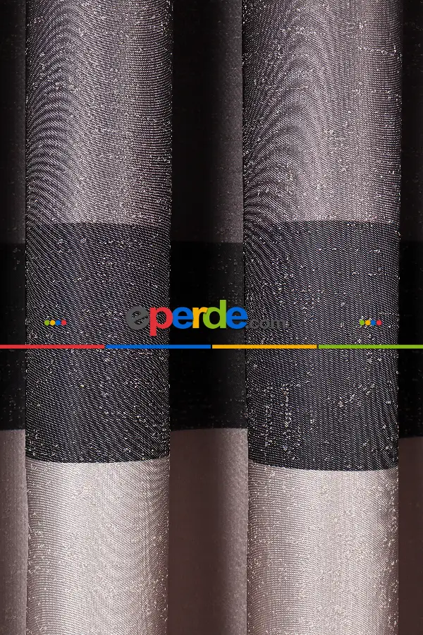 Salon - Yeni Sezon Pano Fon Perde - Gri Füme Antrasit - Krem - Siyah