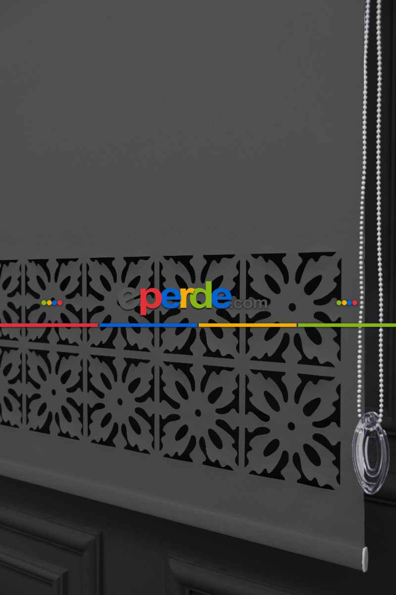 Koyu Gri Renk Lazer Kesim Mat Stor Perde (ister Düz - İster Lazer Kesimli Satın Alın)