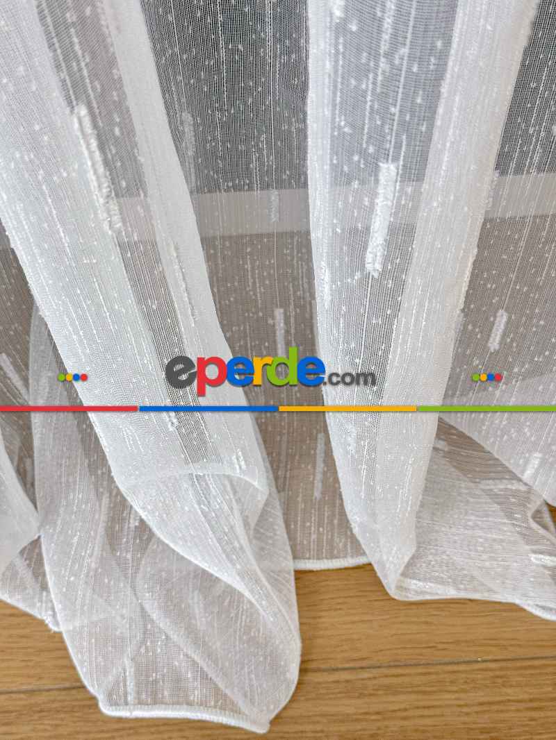 Mutfak Sakallı Şantuk Tül Perde - Gümüş Simli Ekru Zemin - Ürün Videosu Açıklamada Vardır