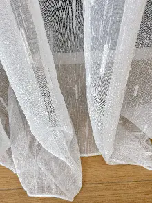 Sakallı Şantuk Tül Perde - Gümüş Simli Ekru Zemin - Ürün Videosu Açıklamada Vardır