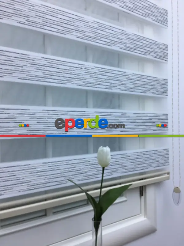 Gri Gümüş Simli Jakar Çizgili Zebra Perde- Gri-füme-antrasit-beyaz-bej-gümüş Simli