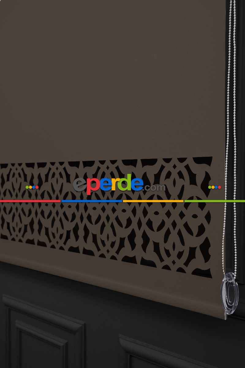 Kahverengi Renk Lazer Kesim Mat Stor Perde (ister Düz - İster Lazer Kesimli Satın Alın)