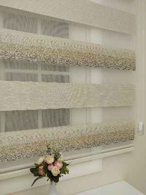 Krem - Kahverenk Geçişli Zebra Perde 2021 Elit(kalın Kumaş)- Krem-kahve