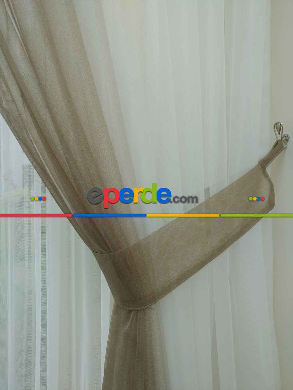 Ekru-bej Geçişli Tül Fon Perde#- Bej-ekru