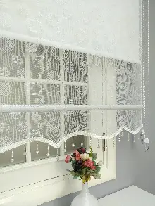 Genç Odası - Çiftli Sistem Tül Ve Stor Perde - Dama Desen- Ekru Renk