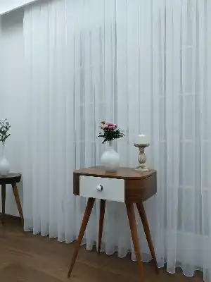 Perdeks Home Tül Perde 01 Lux Series- Ekru - Kurşunlu Tül