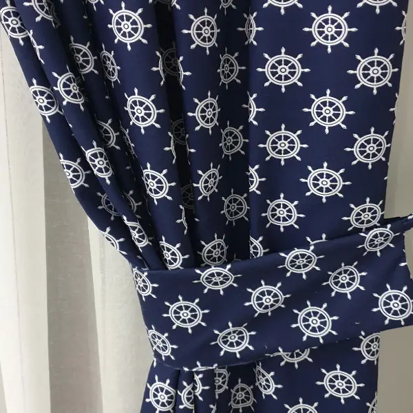 Bebek Odası - Dümen Desenli Fon Perde Evm1512-6 Kumaşı Kalındır Duck Bezi Değildir- Mavi