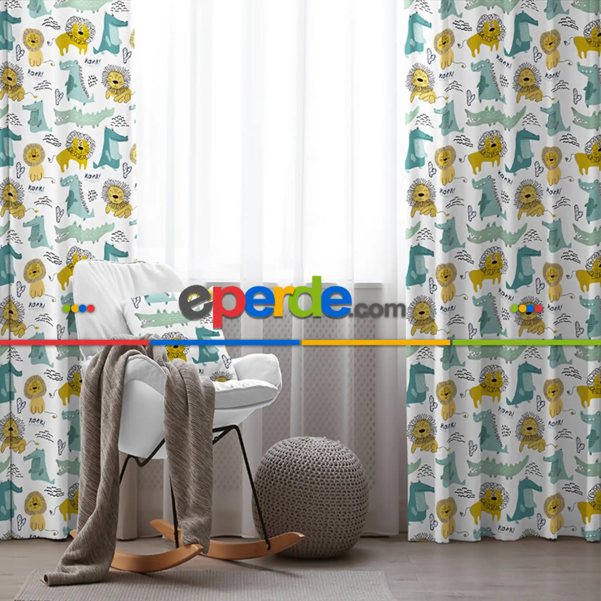 Çocuk Odası - Çocuk Odası Fon Perde Evim1088 Kumaşı Kalındır Duck Bezi Değildir- Mavi-beyaz