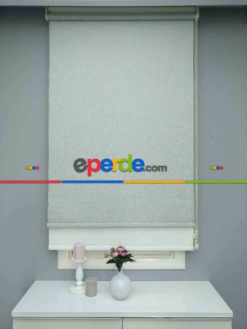 2025 Sezonu - Çiftli Sistem Naturel Keten Tül Stor- Mavi Grimsi