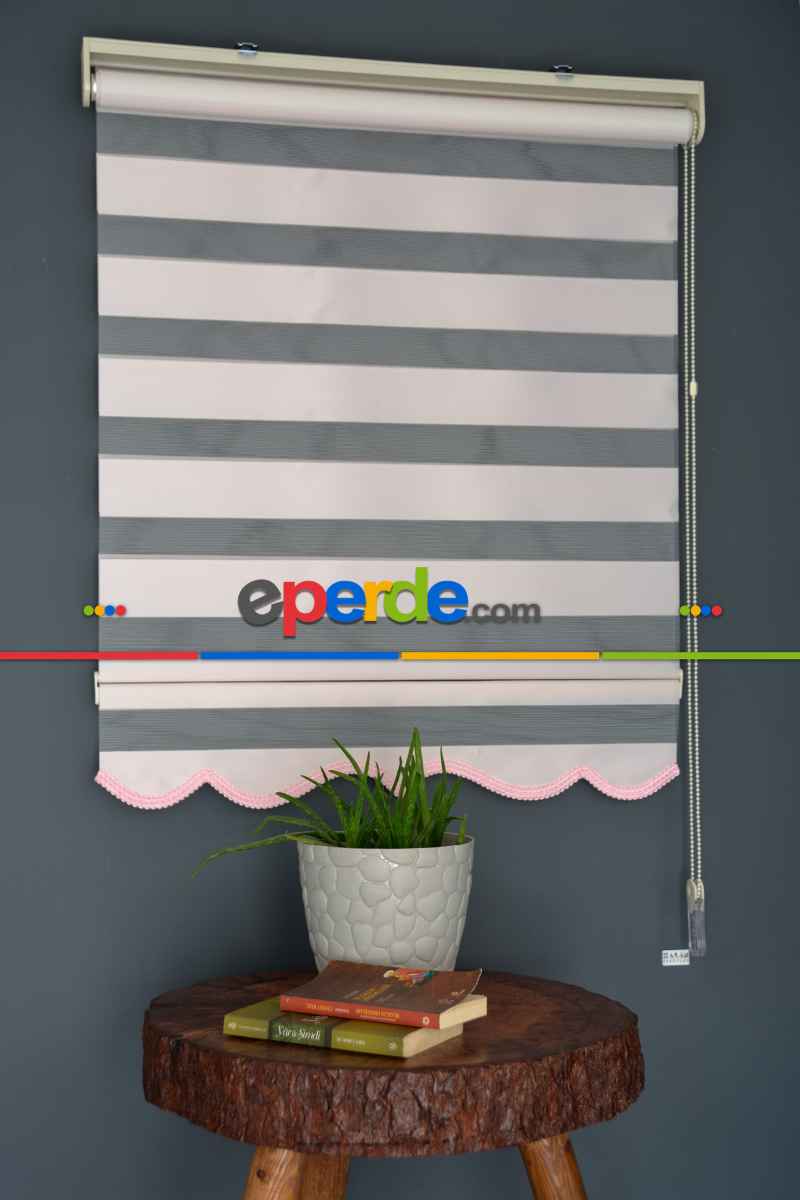 Halim Perdesan Ba-06 Pudra Renk Etekli Veya Eteksiz Zebra Stor Perde