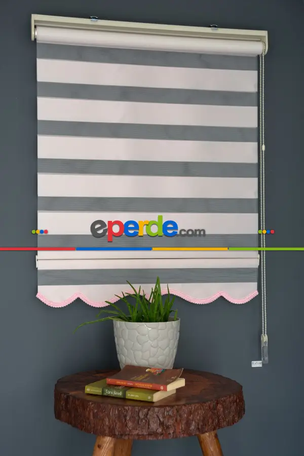 Halim Perdesan Ba-06 Pudra Renk Etekli Veya Eteksiz Zebra Stor Perde