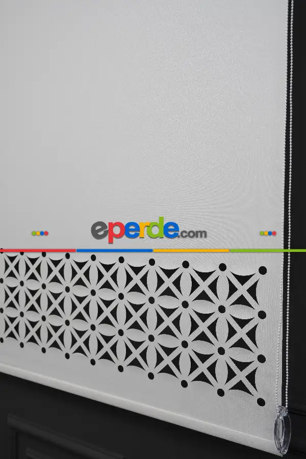 Salon Stor - Ekru Renk Lazer Kesim Mat Stor Perde (ister Düz - İster Lazer Kesimli Satın Alın)