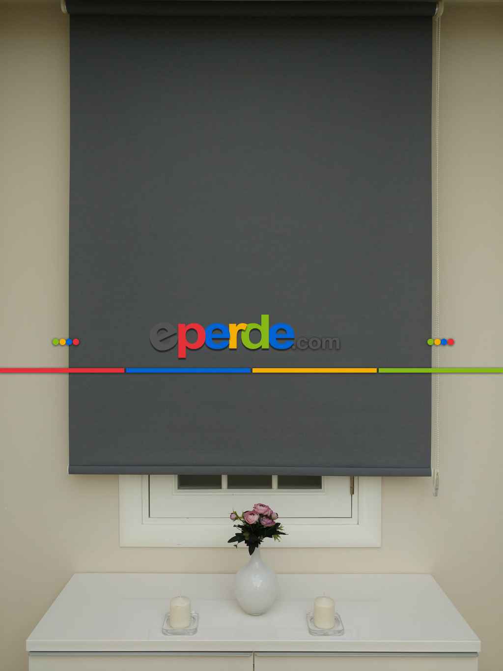 Salon Stor Perde - Keten Koyu Gri Mat Stor- Gri Koyu