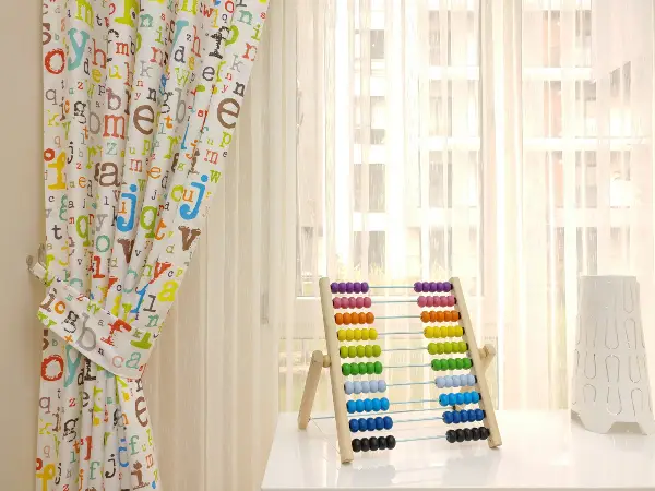 Bebek Odası Fon - Harf Desen Fon Perde ( Kalın Pamuklu Kumaş)- Gri-Füme-Antrasit