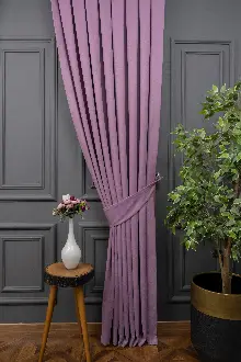 Koyu Lila Düz Fon Perde En Dökümlü Fon Perde