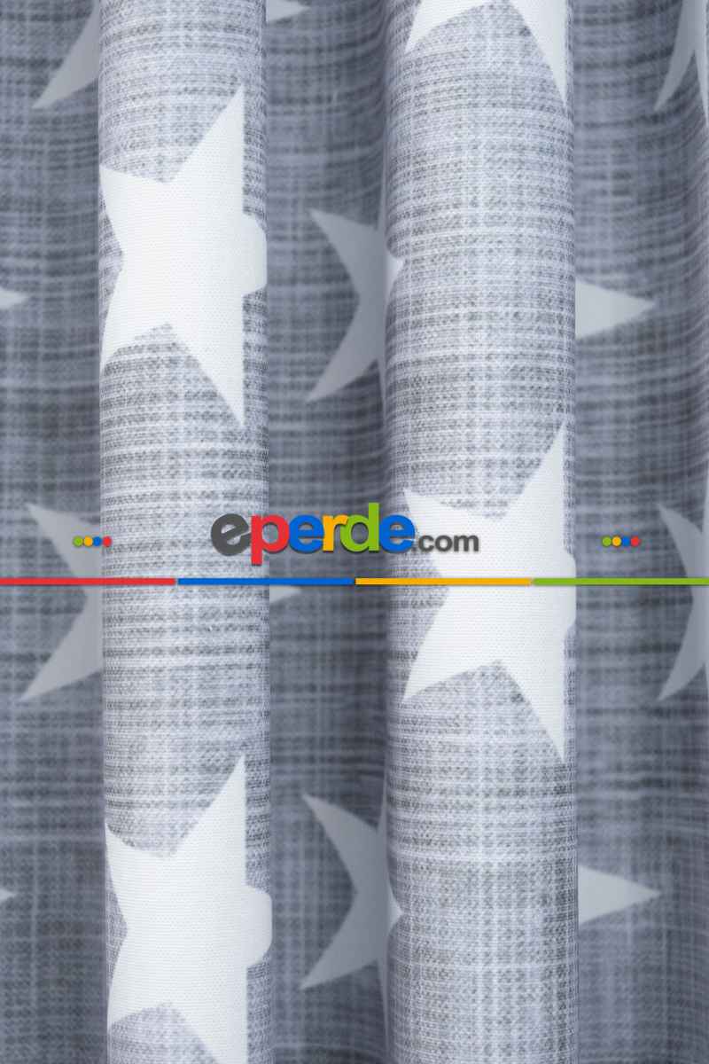 Kız ve Erkek Çocuk Odası Fon Perde - Gri Beyaz