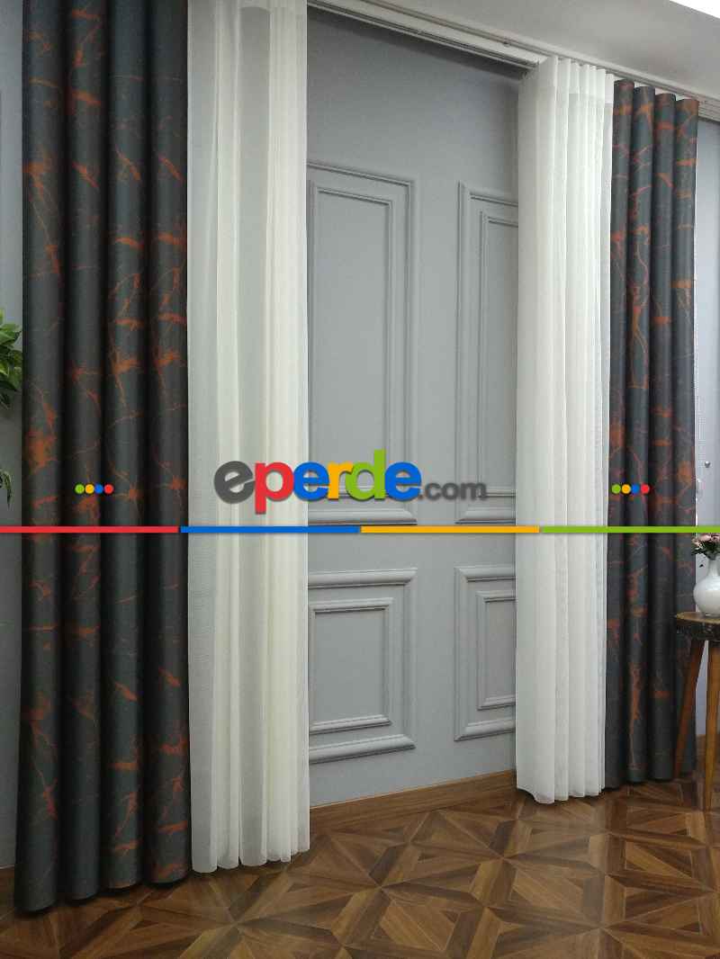 Yatak Odası - Lens Akıllı Dikey Tül Perde Mermer-23- Çok Renkli 2