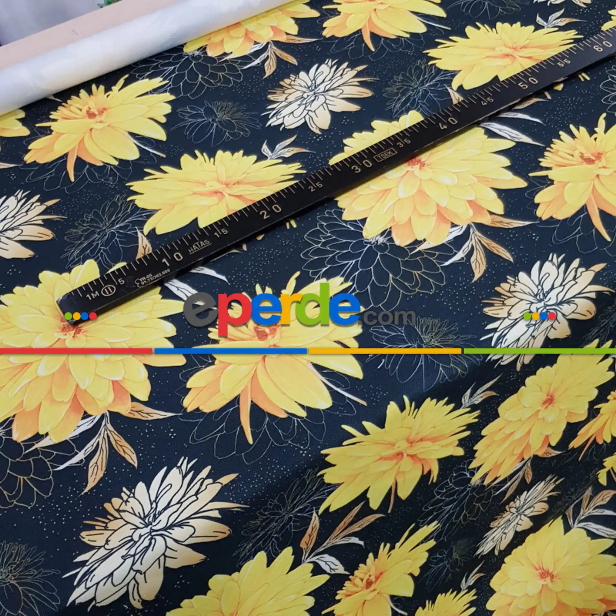 Mutfak Fon Perde Baskılı Evm557- Siyah