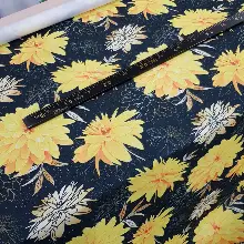 Mutfak Perdesi Kanat Fon Perde Çiçek Desenli- Siyah