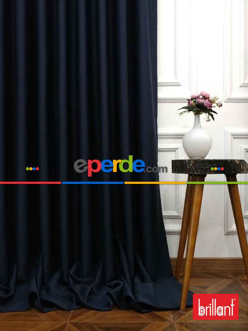Brillant Karartma Blackout Koyu Lacivert Renk Fon Perde- Lacivert