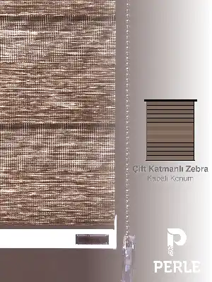 Perle Kırçıllı Kahve Renk Bambu Stor Zebra Perde Yüksek Kalite Alüminyum Kasa Soft Bamboo