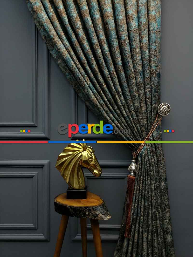 Salon Perdesi - Modern Desenli Jakarlı Fon Perde Yeni Seri 401- Gri-Füme-Antrasit