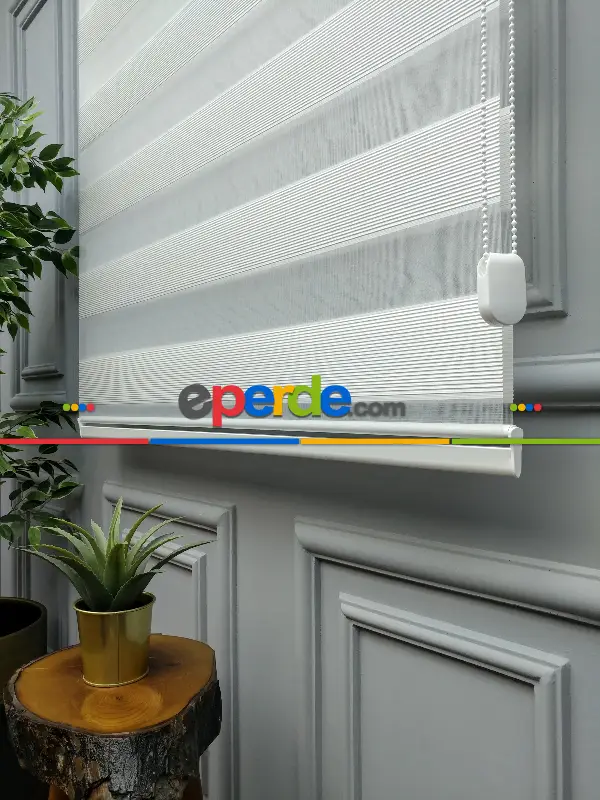 Salon Zebra Perde - 2021 Sezonu - Zebra Perde - Micro Plise (pileli) Zebra Perde- Krem