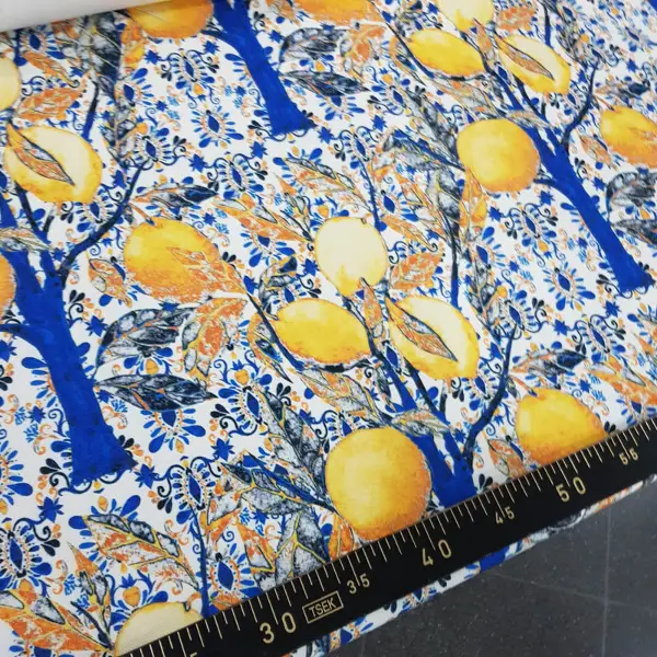 Limon Ağacı Desenli Fon Perde Evm1104 Kumaşı Kalındır Duck Bezi Değildir-  Çok Renkli 2