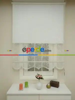Örme Tül Stor Perde- Beyaz